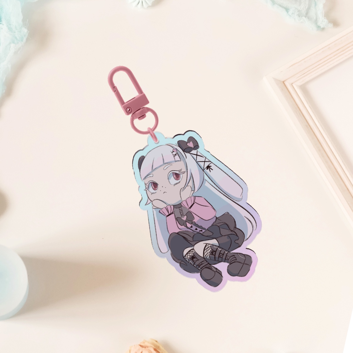 Minty Rainbow Acrylic Keychain