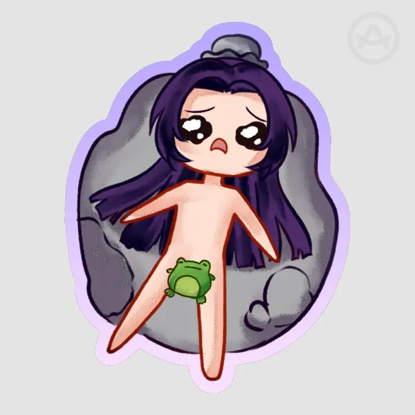 Apothecary Diaries Inspired Jinshi and Frog Chibi Colored Edge Die Cut Stickers