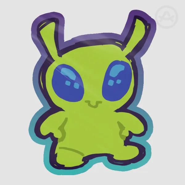 Alien Plush Colored Edge Die Cut Sticker