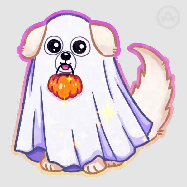puppy trick or treat sticker