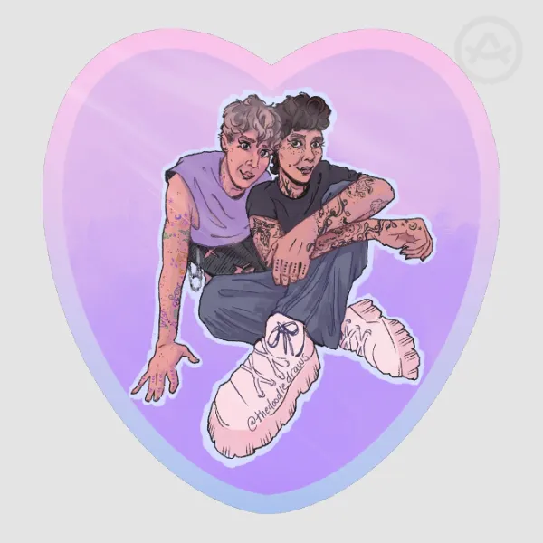 Dan and Phil Tattoo AU Colored Edge Die Cut Sticker
