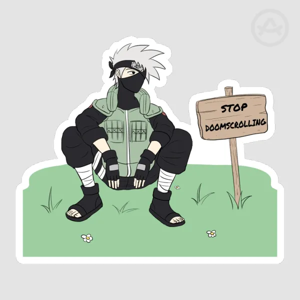 Kakashi Stop Doomscrolling! Die Cut Stickers