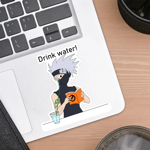 Kakashi Drink Water! Die Cut Stickers