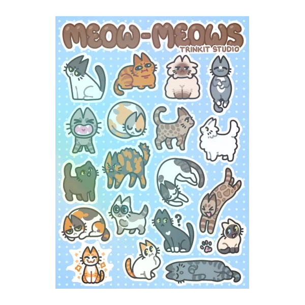 Meow-Meows A7 Clear Transparent PET Vinyl Sticker Sheet