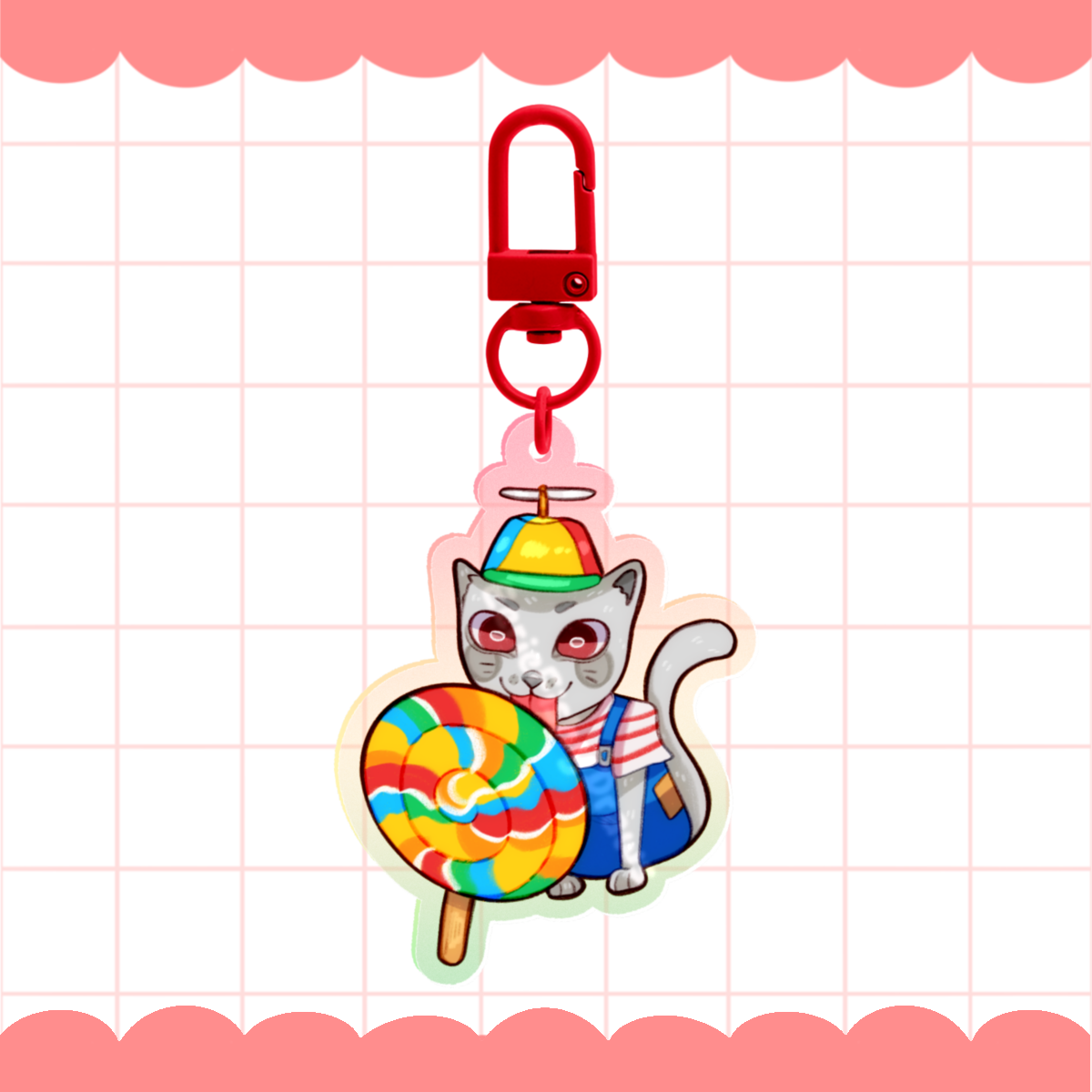 Jolly Lollipop Cat Keychain