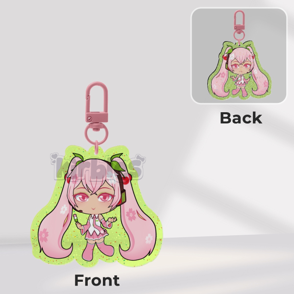 Sakura Miku Coloured Glitter Acrylic Keychain 4mm