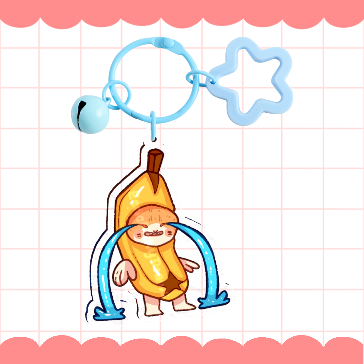 Crying Banana Cat Ripple Keychain
