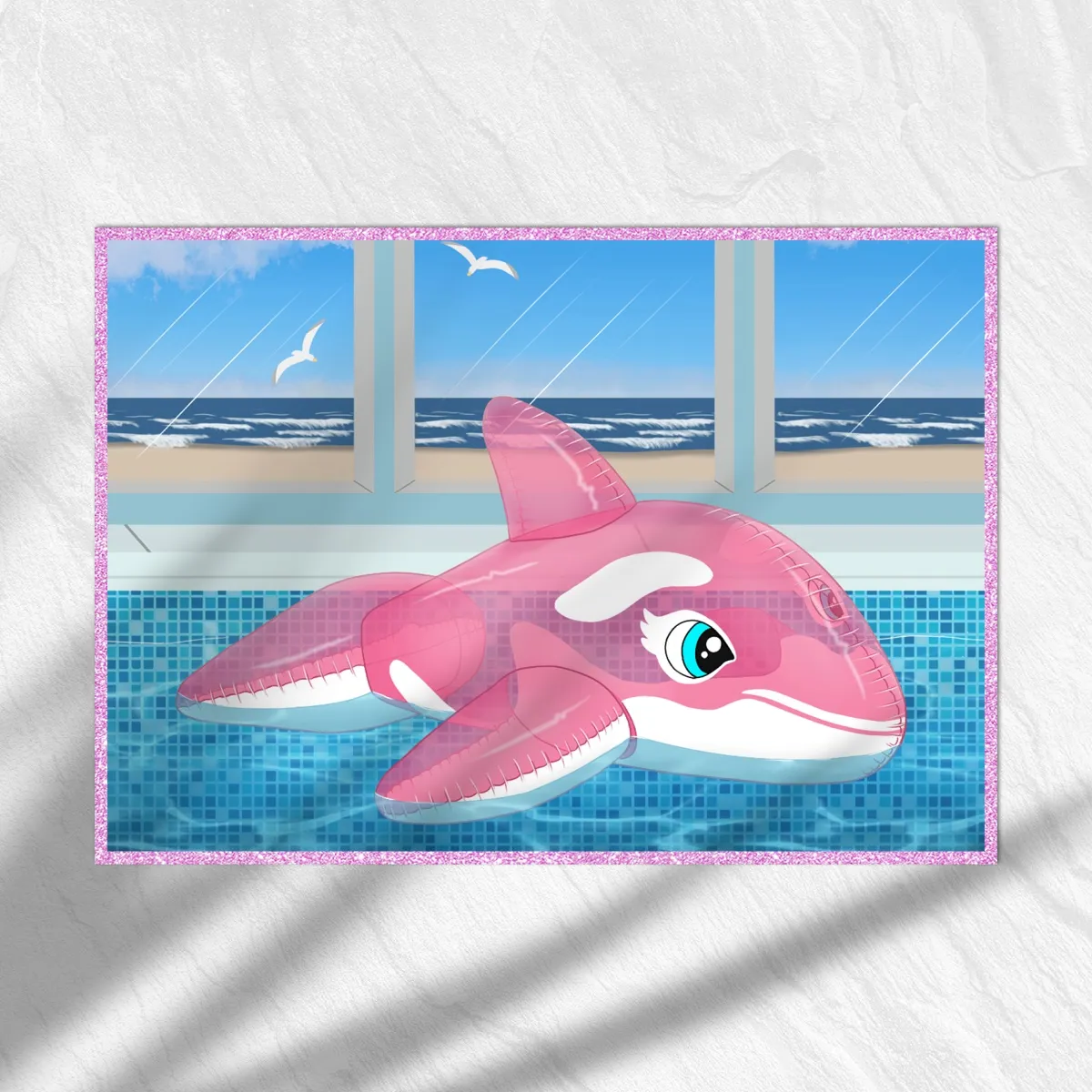Pink Orca - Art Board with Pink Edge