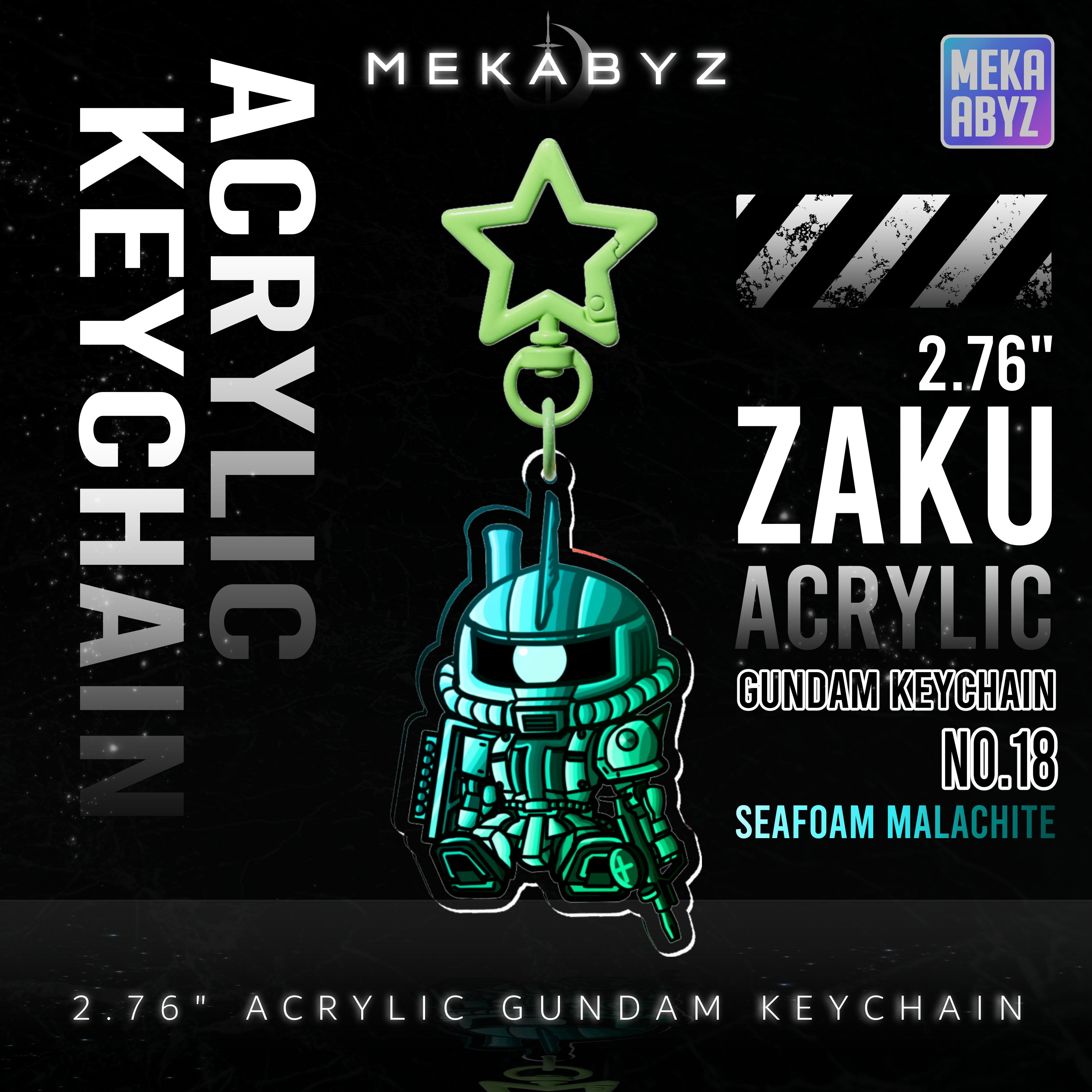 Zaku Gundam Keychain MEKABYZ (Seafoam Malachite)