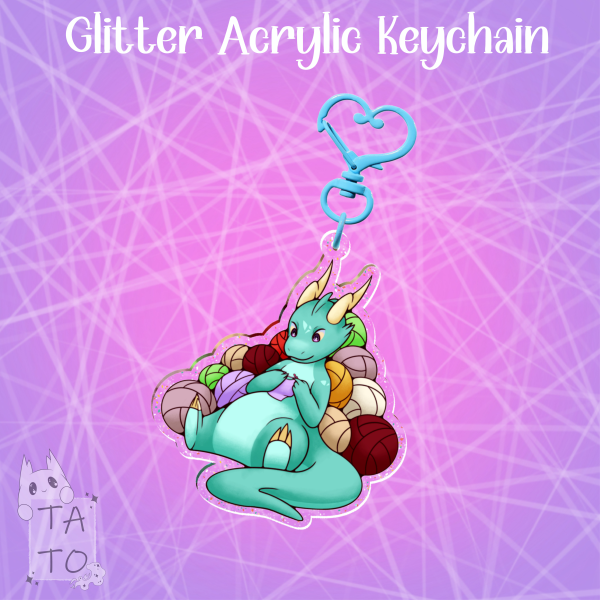 Crochet Dragon | Glitter Acrylic Keychain