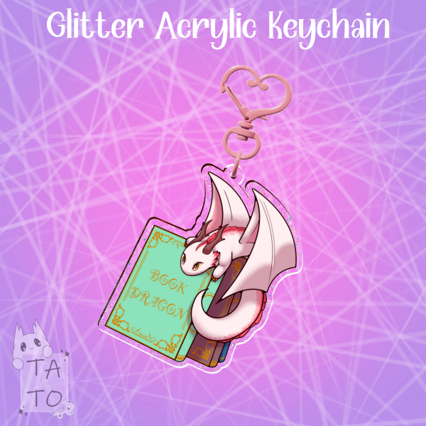Book Dragon | Glitter Acrylic Keychains