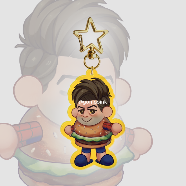 6CM Beter Arachnid Man Burger Fan Made Unofficial Colored Edge Acrylic Keychain