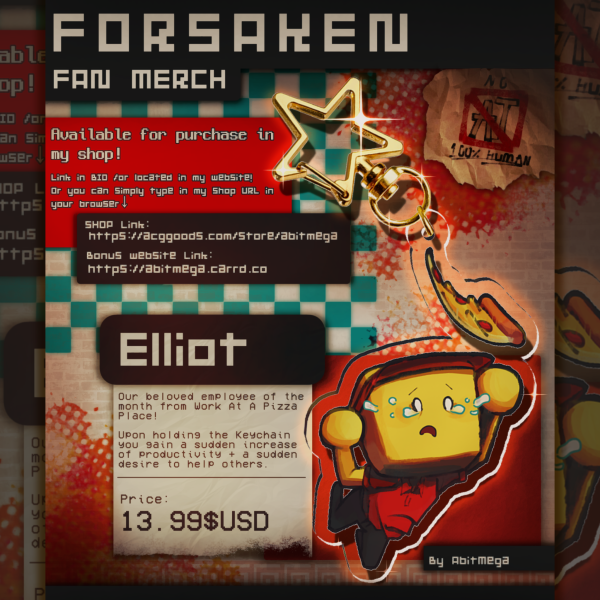Elliot | Roblox Forsaken / Roblox Work At A Pizza Place | Acrylic Keychains