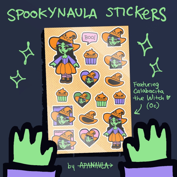 Spookynaula Witch Sticker Sheet (Glossy)