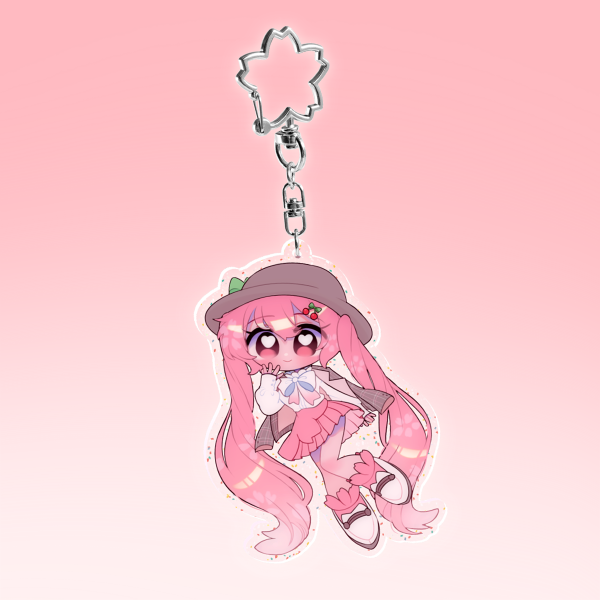 Sakura Glitter Keychain