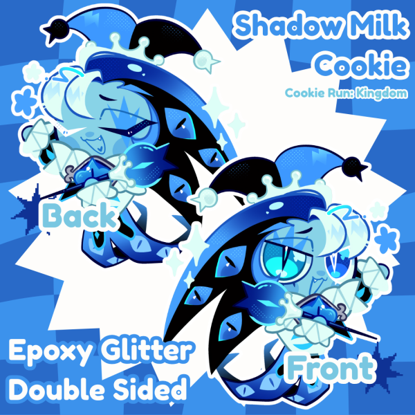 Shadow Milk Cookie 6cm Epoxy Glitter Keychain [Cookie Run: Kingdom]