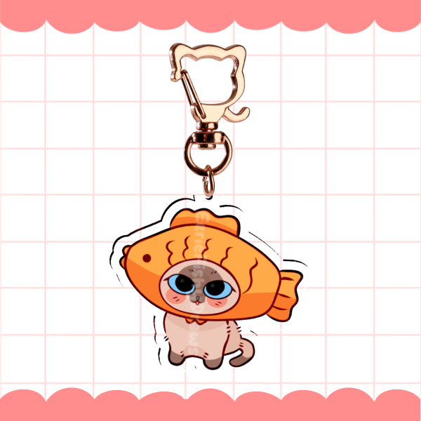 Fish Cat Keychain