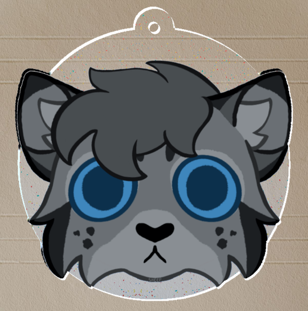 Feather Cat Head Glitter Keychain