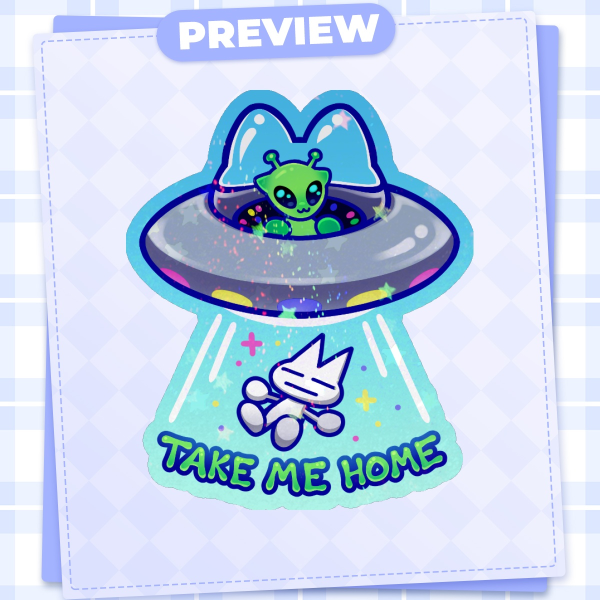 TAKE ME HOME UFO Sparkly Sticker