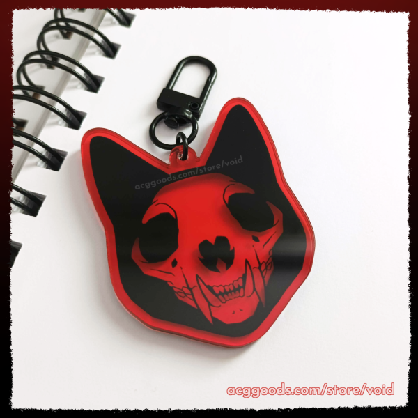 CAT SKULL Transparent Acrylic Charm Red