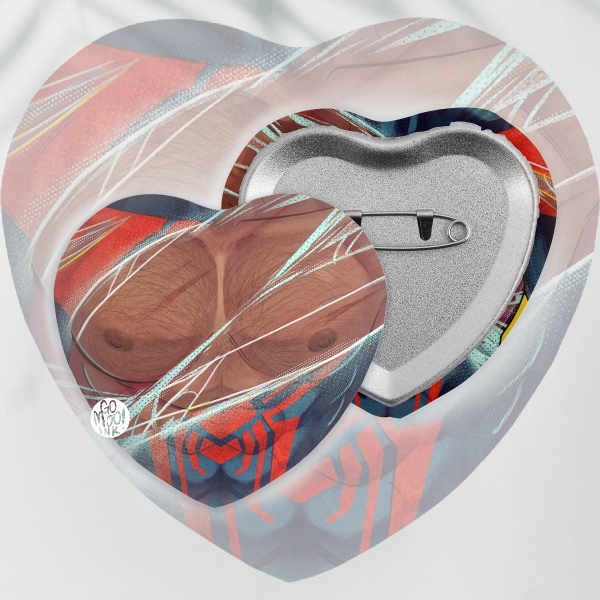 Future Spider Inspired Chest damaged Heart Shape Plush Badge