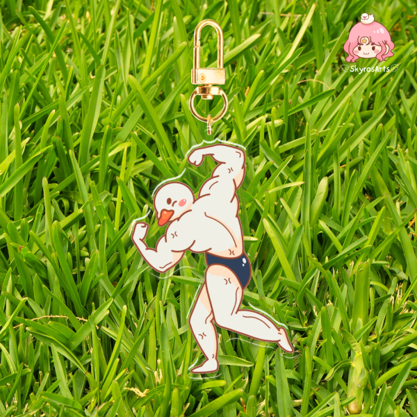 Buff Duck Epoxy Clear Acrylic Keychains