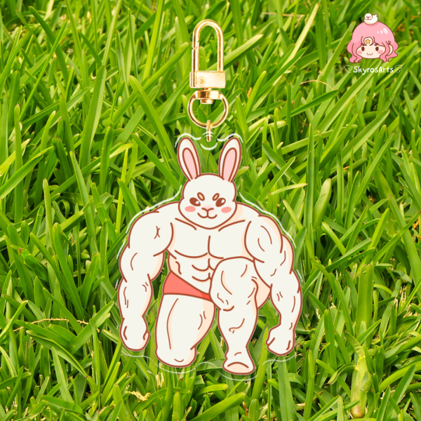 Buff Rabbit Epoxy Clear Acrylic Keychains