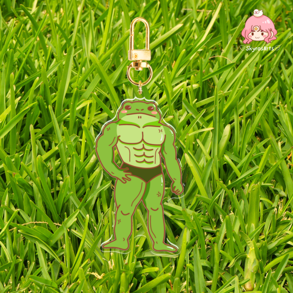Buff Frog Epoxy Clear Acrylic Keychains