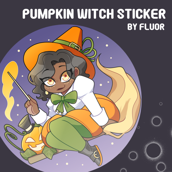 Halloween Pumpkin Witch Sticker