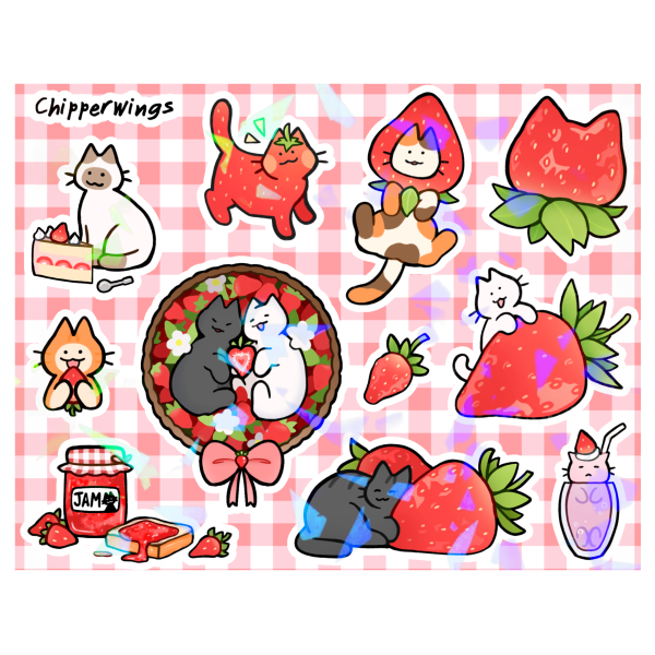 Strawberry cat Sticker Sheet