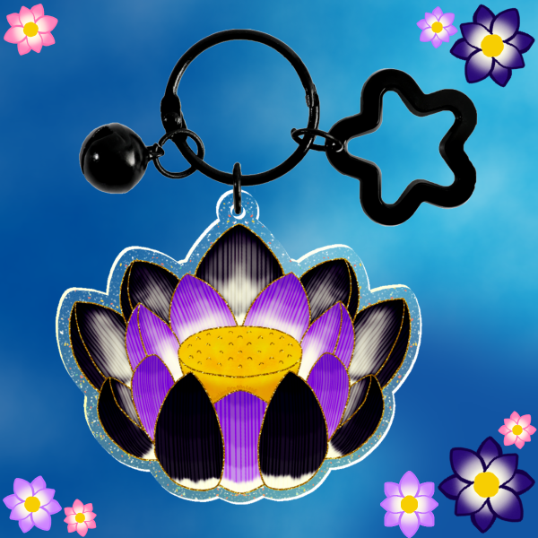Nonbinary Lotus ~ Glitter Acrylic Keychain