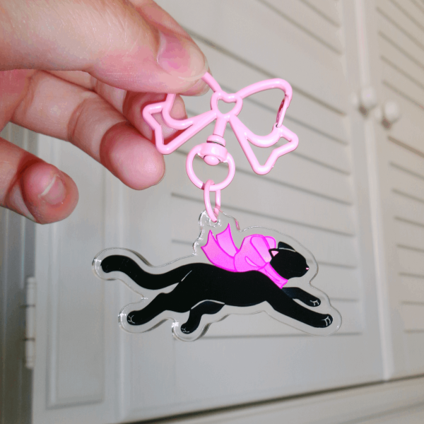Black Kitty Acrylic Keychain