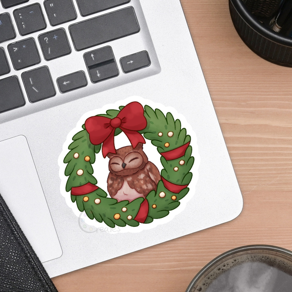 Festive Owl - Sticker