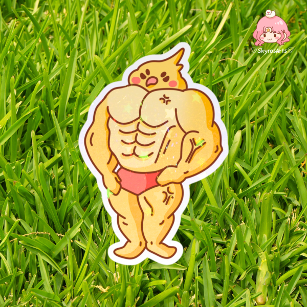 Bodybuilder cockatiel holo sand sticker