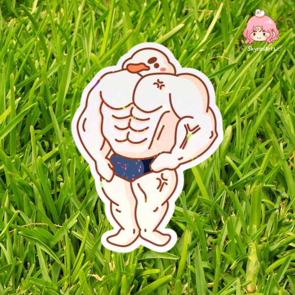 Bodybuilder duck holo sand sticker