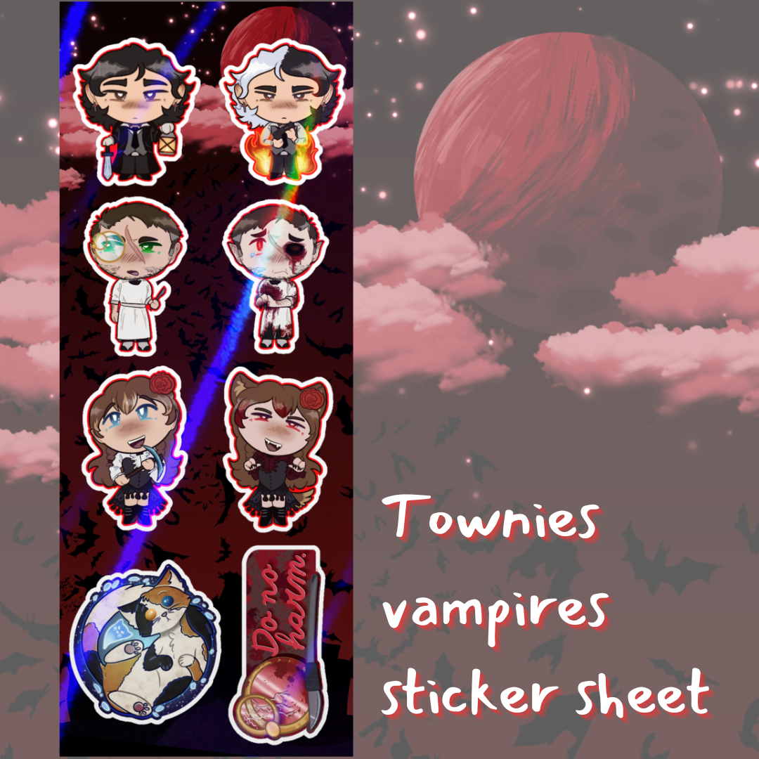 Vampires townies sticker sheet