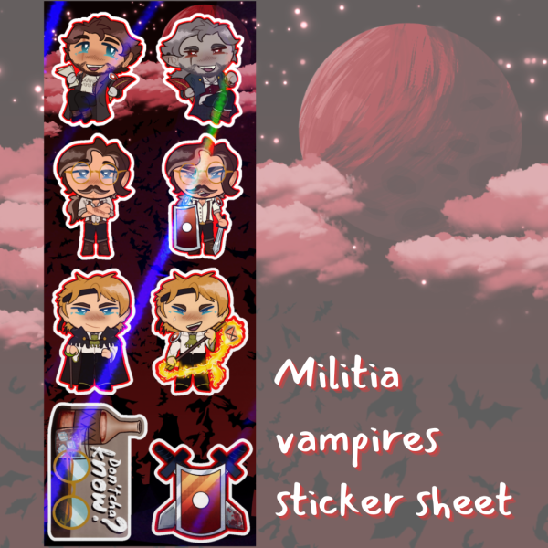 Vampires militia sticker sheet