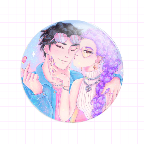Polaroid Love - Rujinu KPDH art - Round Badges (Button Pins)