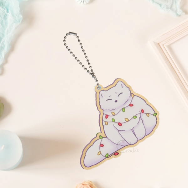 Festive Fox - Wooden Keychain