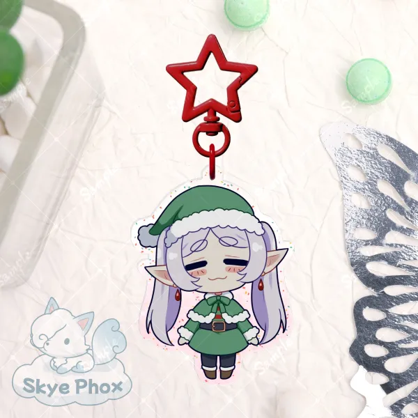 Christmas Elf | Glitter Colored Edge Acrylic Keychain