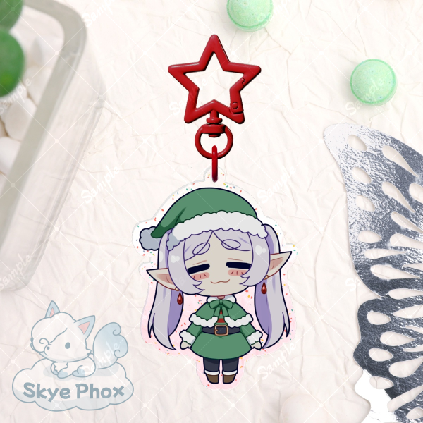 Christmas Elf | Glitter Colored Edge Acrylic Keychain