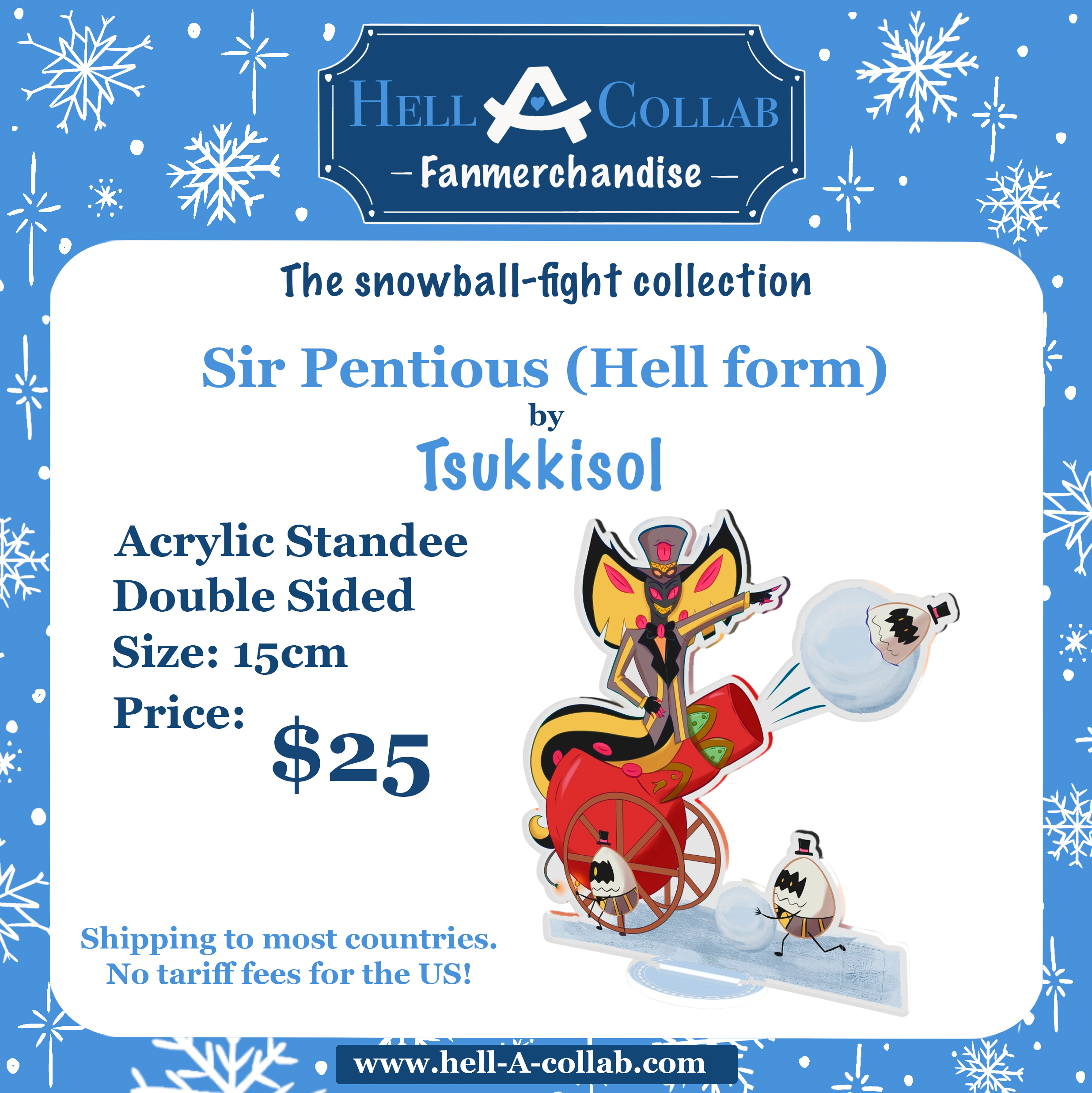 Hazbin Hotel Snowball Fight Collaboration Sir Pentious and Egg Bois Clear Acrylic Standees