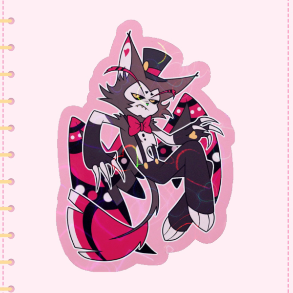 Husk hazbin hotel holo hearts sticker