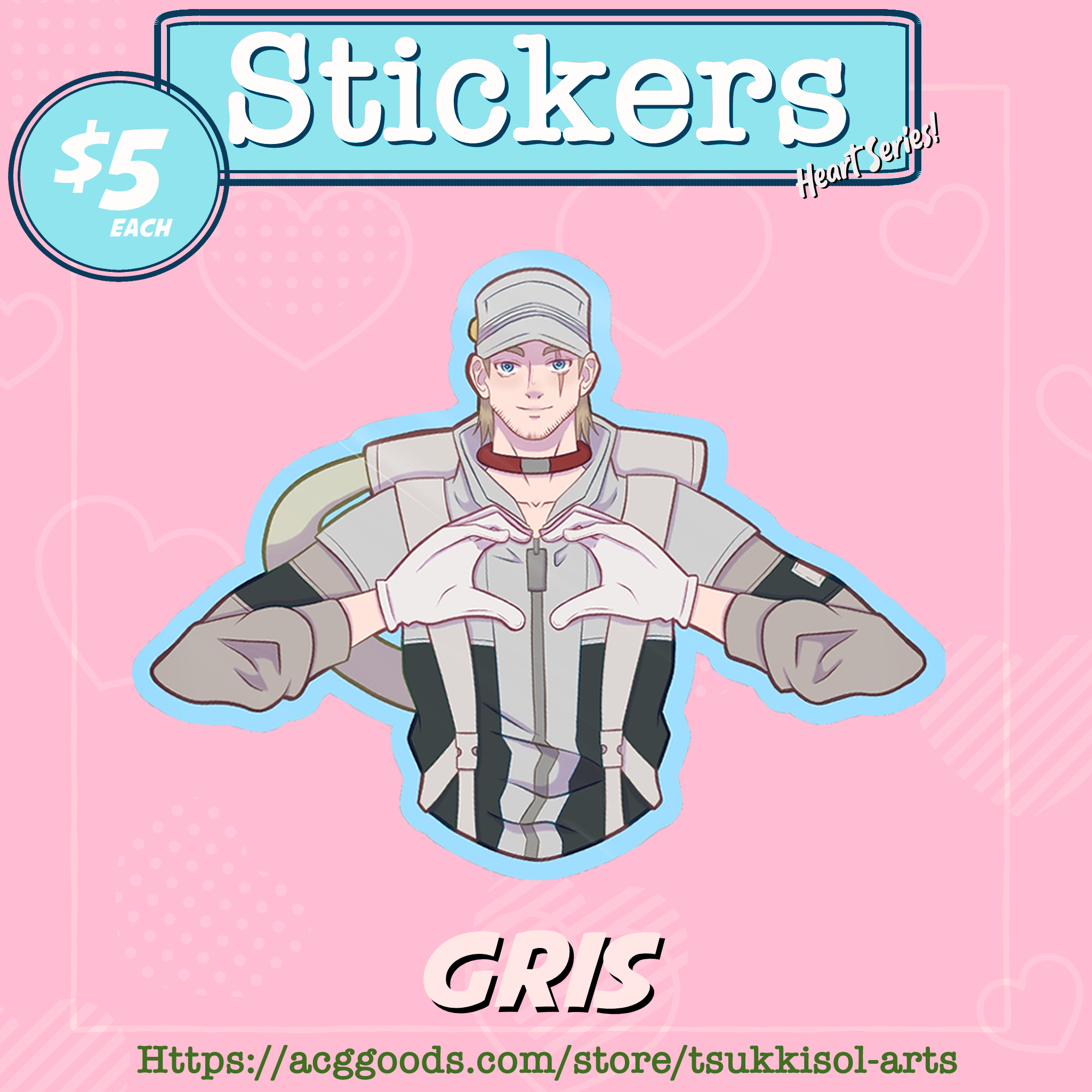 Gachiakuta Gris Heart Series Colored Edge Die Cut Stickers