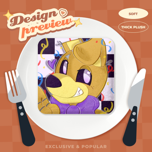 Yellow Rabbit Square Plush Badge