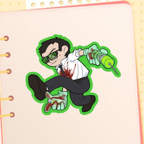 REANIMATOR Herbert West Colored Edge Die Cut Stickers