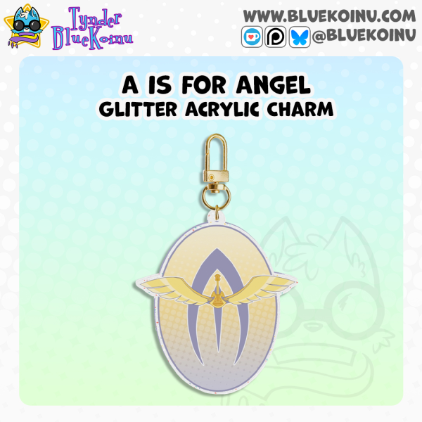 A is for Angel | Glitter Acrylic Charm