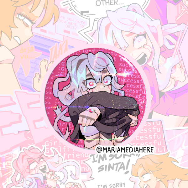 Robot Girlfriend Holo Button Pins