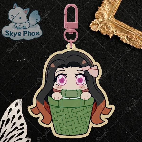 Basket Nezuko | Single-side Wood Keychain