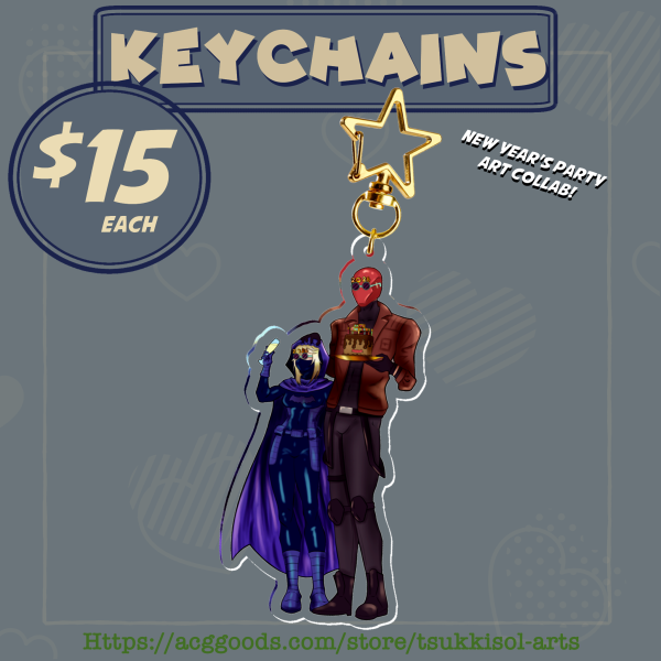 DC Comics New Year's Eve Party Artist Collab Jason Todd Red Hood and Stephanie Brown Spoiler/Batgirl Clear Acrylic Keychains